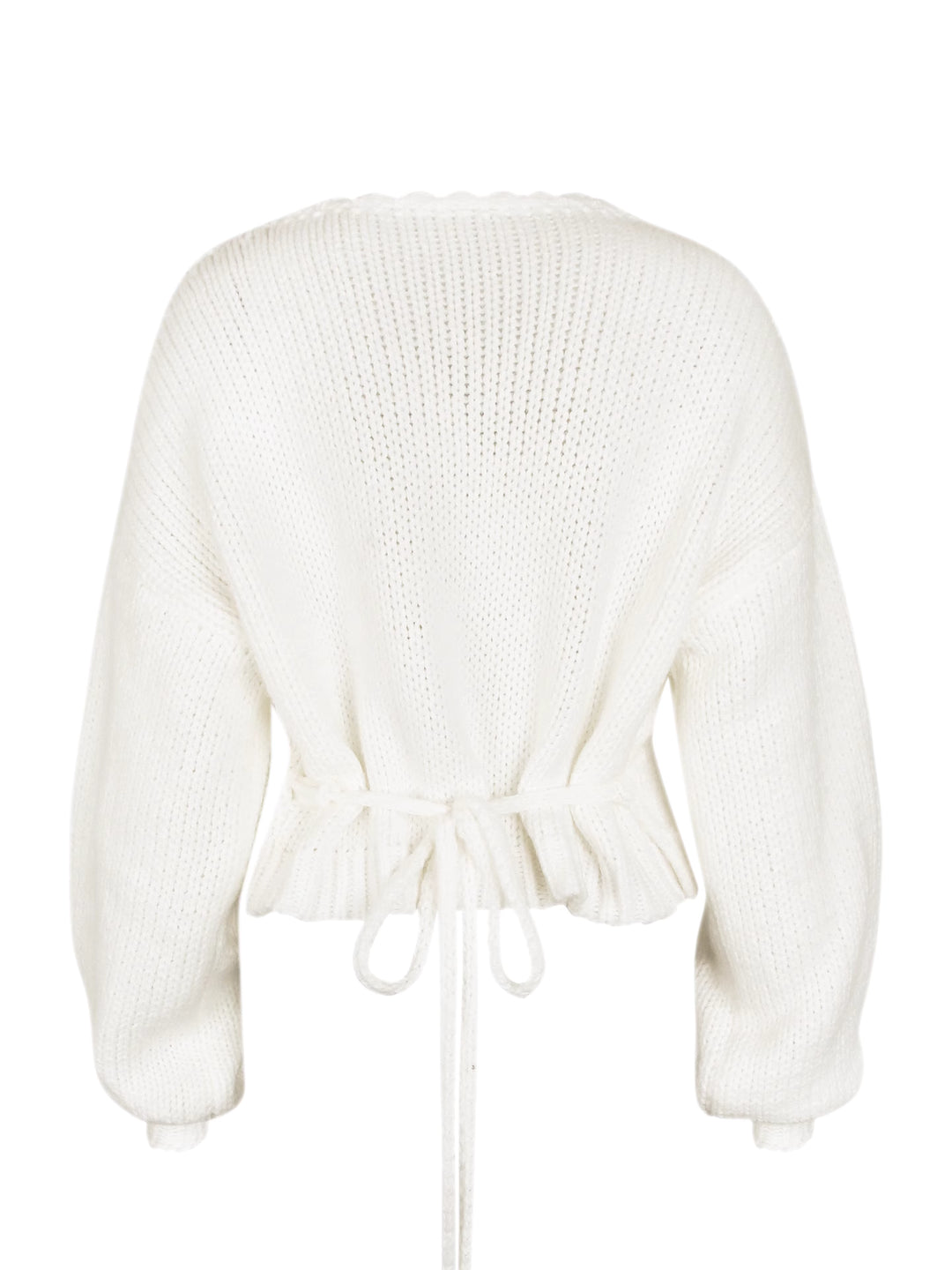 バックドローリボンVネックセーター