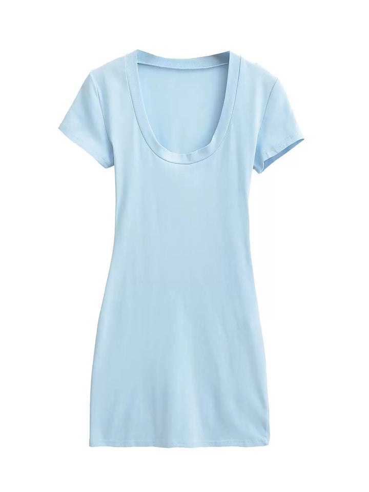 UネックTシャツミニワンピース