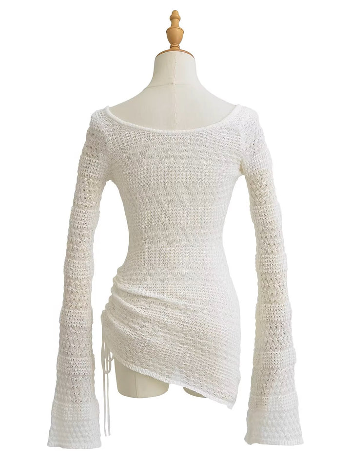 アシンメトリーシアーニットトップス