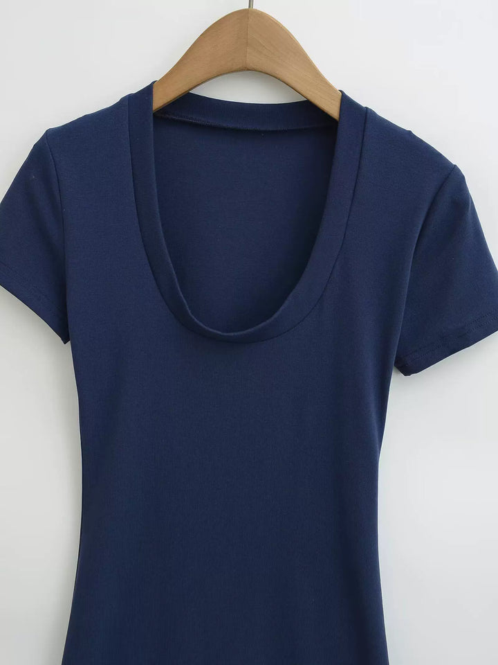UネックTシャツミニワンピース