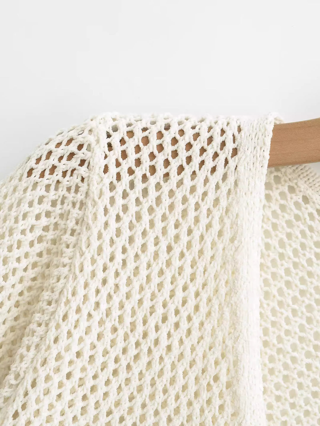 レースアップメッシュニットロングカーディガン