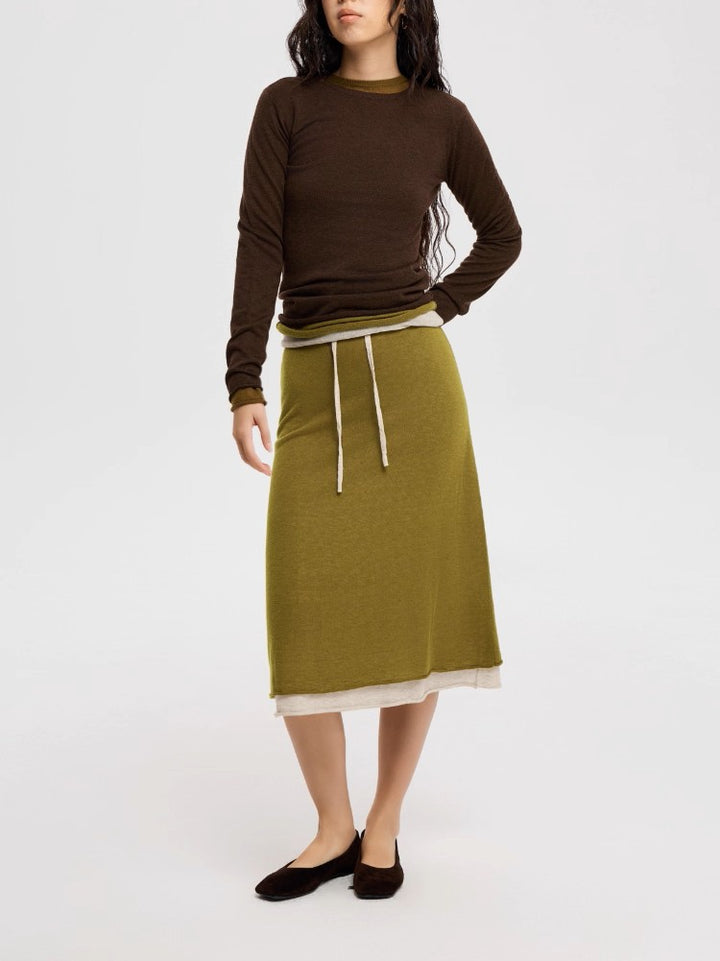 レイヤードフレアミディスカート