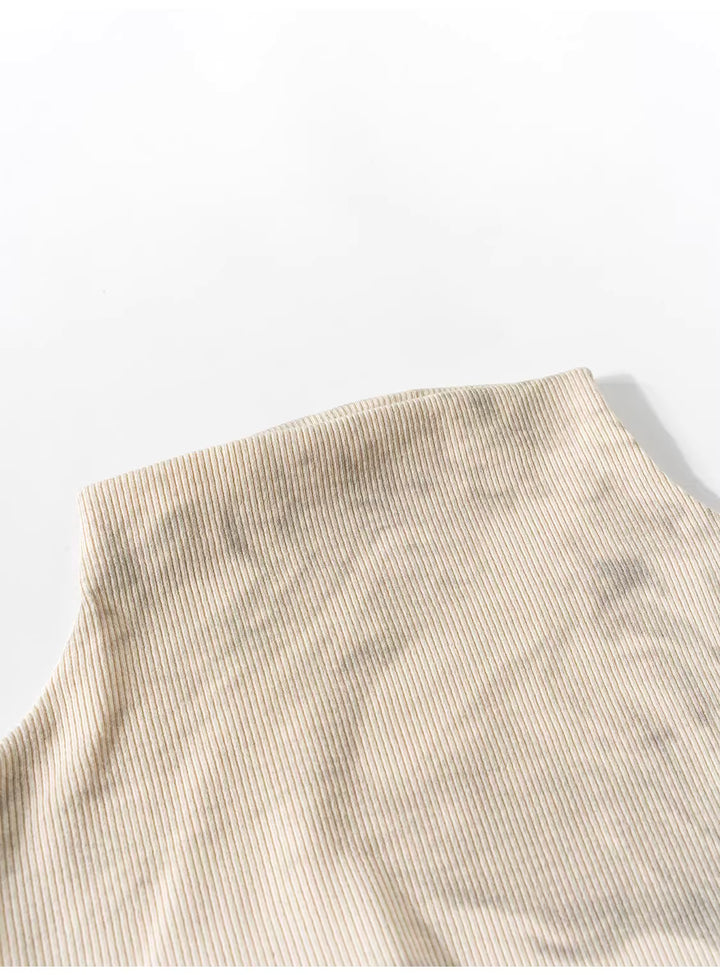 マーブルデザインハイネックスリーブレストップス