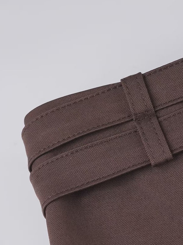 ダブルベルトストレートスラックスパンツ