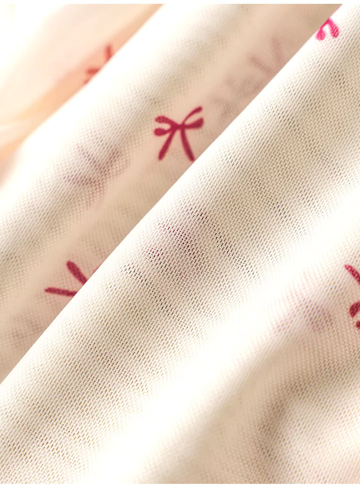 リボン柄シアーメッシュトップスレイヤードセット