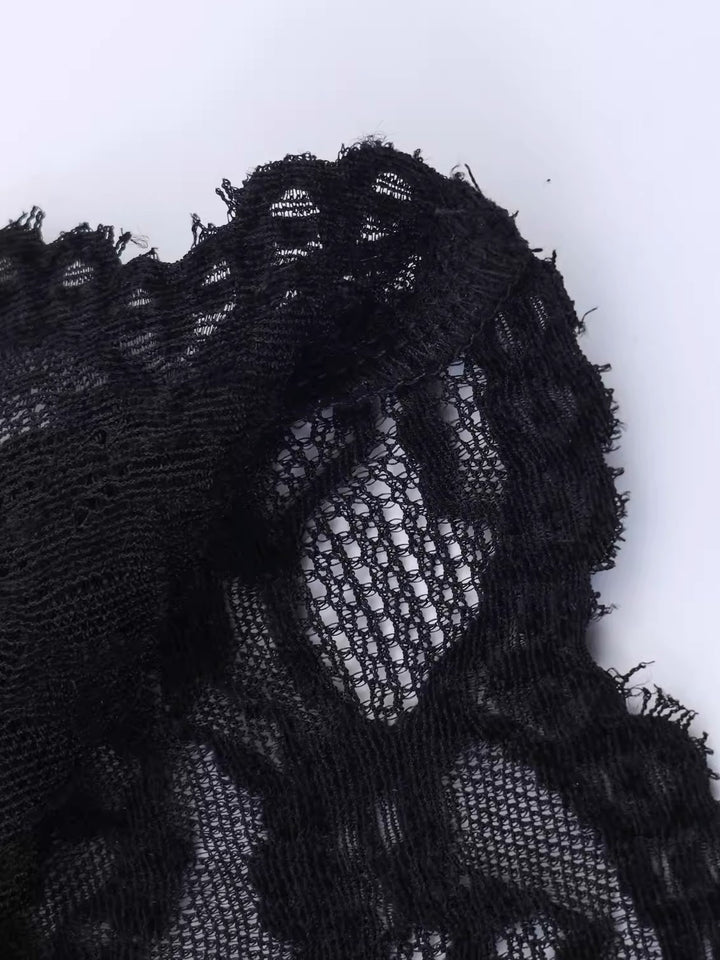 シアーレースコンパクトショートスリーブトップス