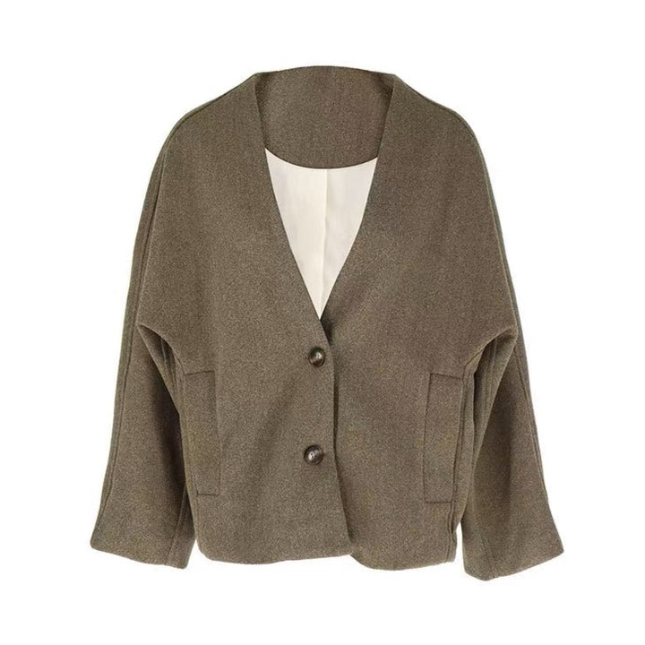 ノーカラーウールライクジャケット