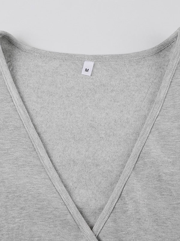 ラップデザイン裏起毛トップス