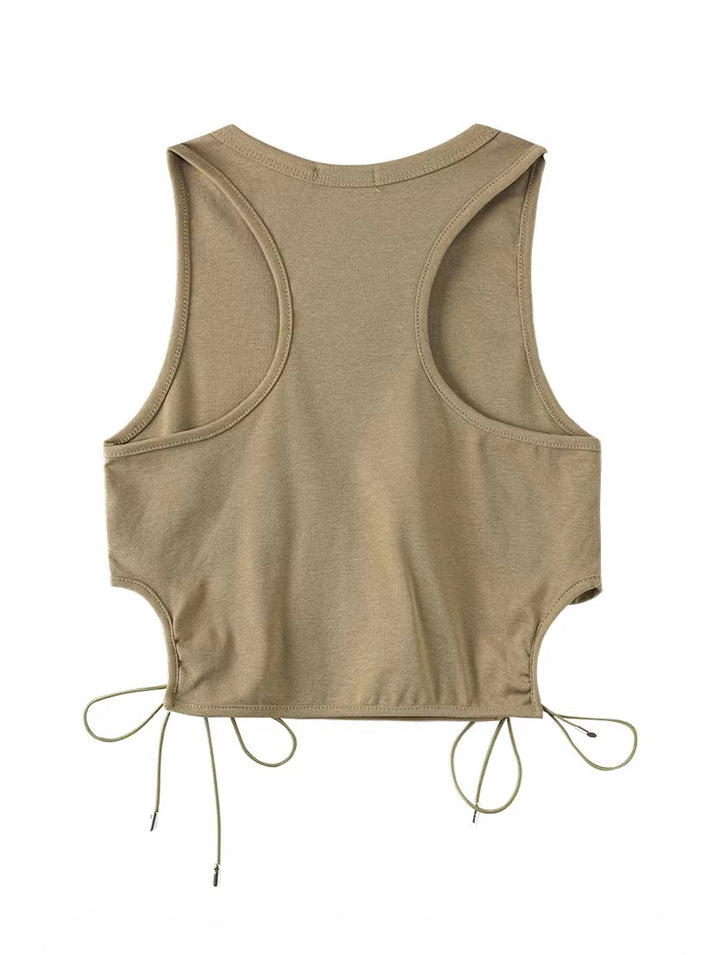 サイドレースアップコードリブタンクトップ