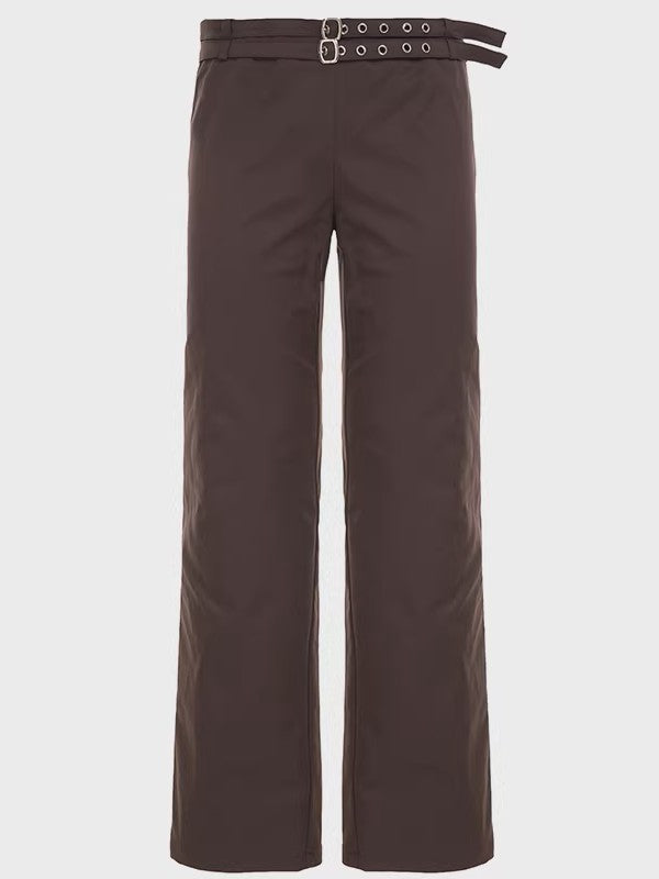 ダブルベルトストレートスラックスパンツ