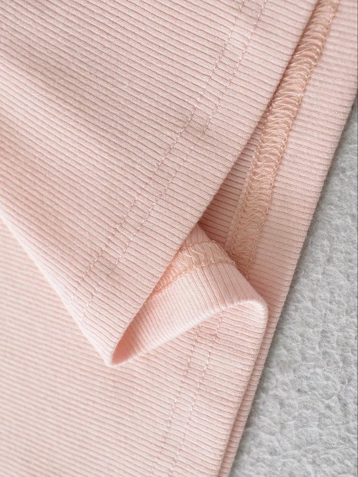 フィットスカートレイヤーリブフレアパンツ