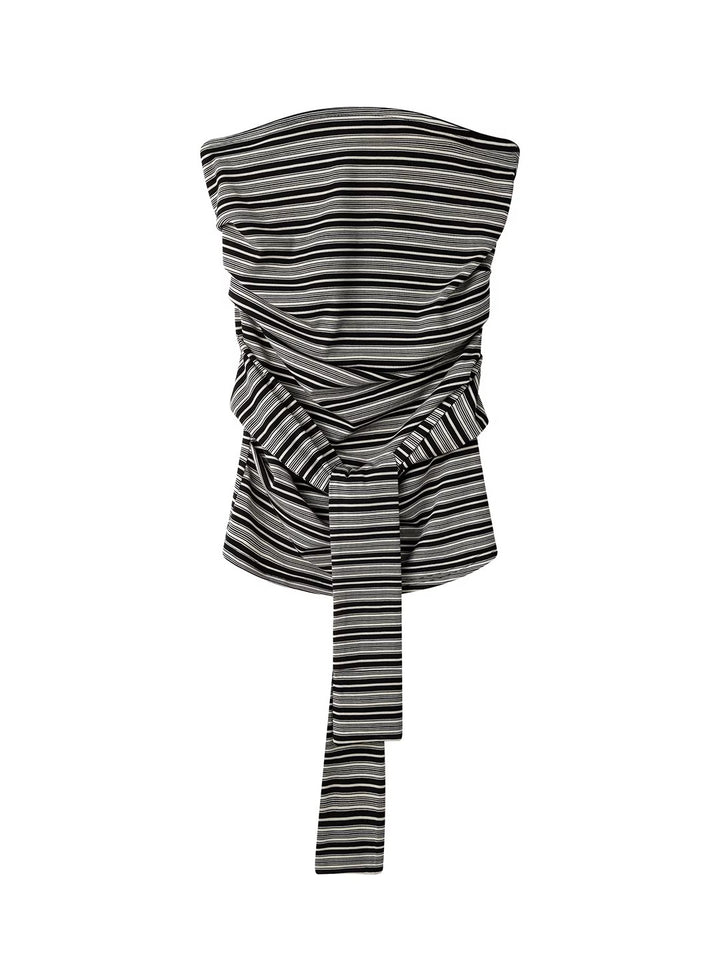 ボーダーロングタイバンドゥトップス