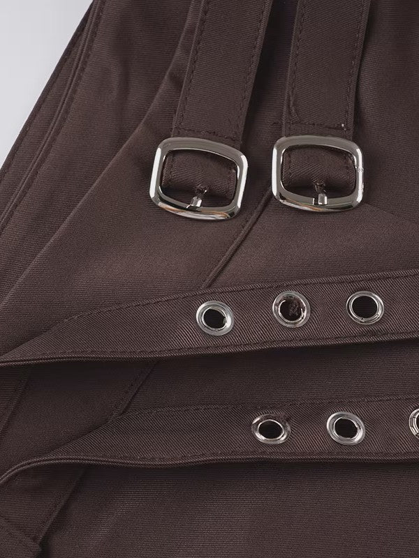 ダブルベルトストレートスラックスパンツ