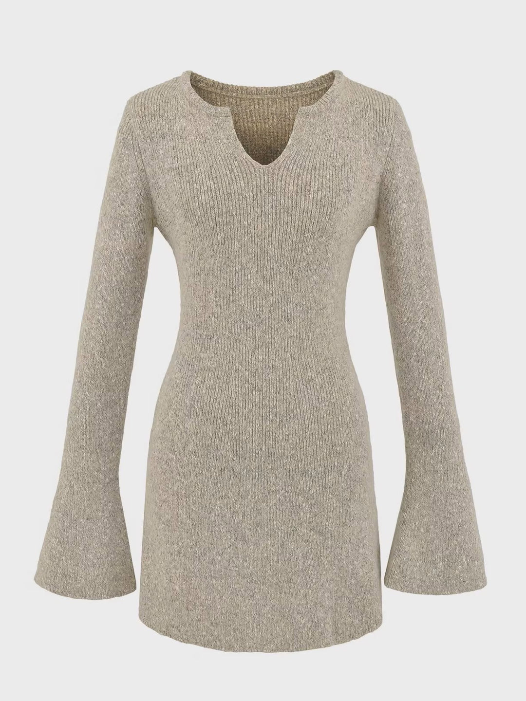 フレアスリーブメランジニットミニワンピース