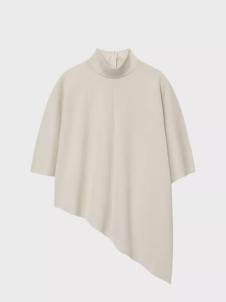 アシンメトリーハイネックトップスワイドパンツセット