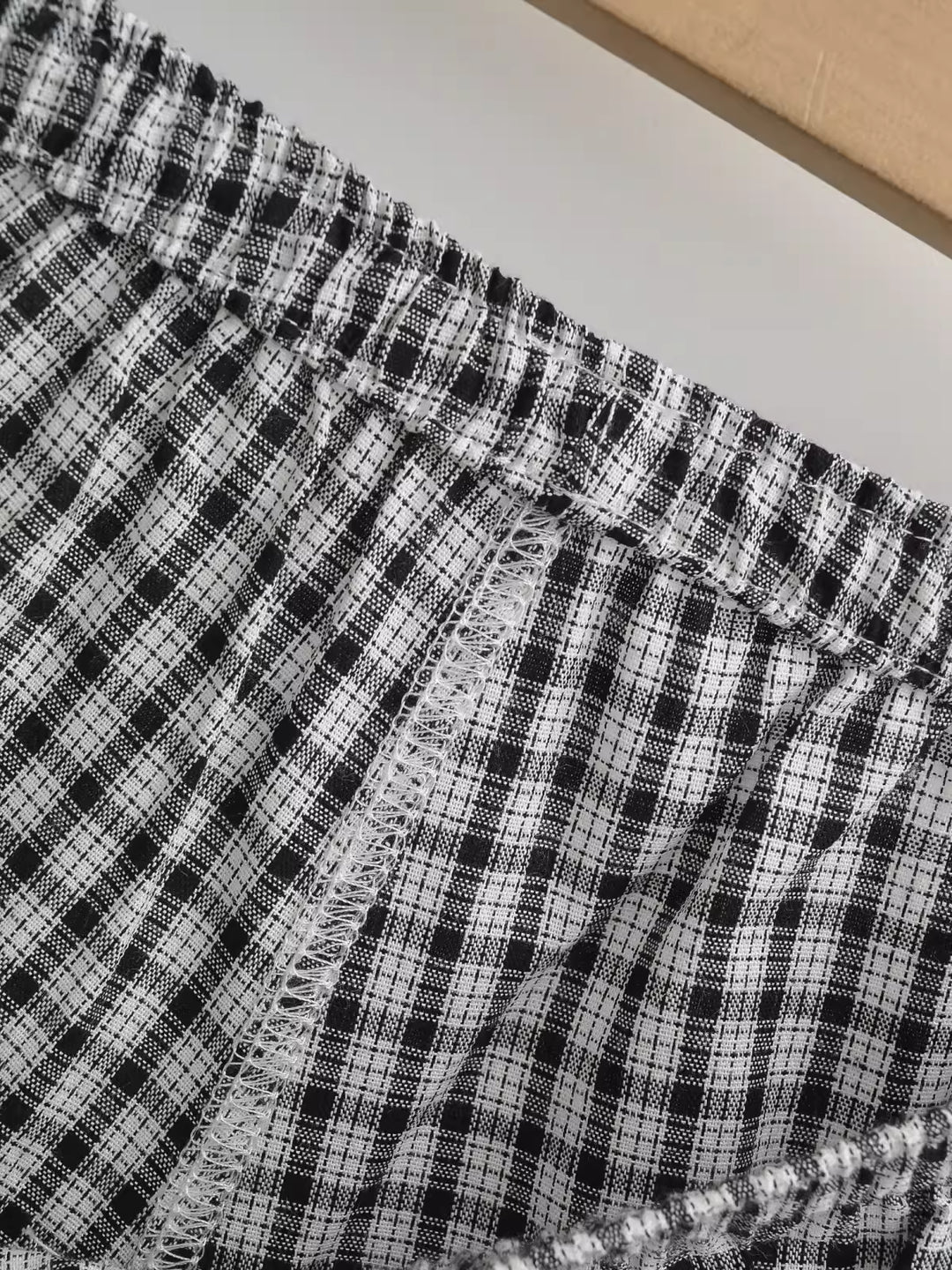 チェック柄コットンショートパンツ