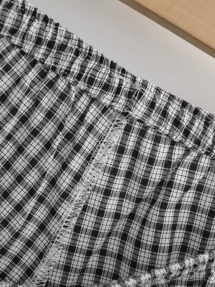 チェック柄コットンショートパンツ