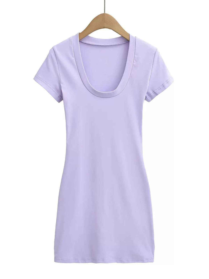 UネックTシャツミニワンピース