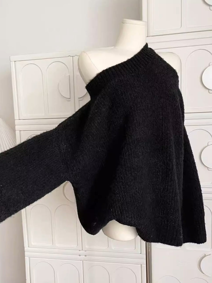 アシンメトリーオフショルダーロングセーター