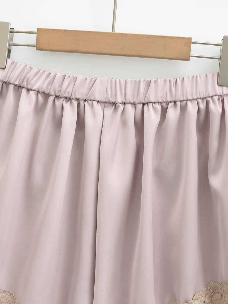 レーストリムサテンショートパンツ
