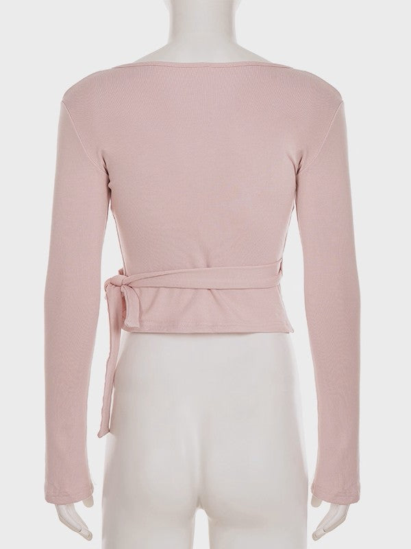 ラップデザイン裏起毛トップス