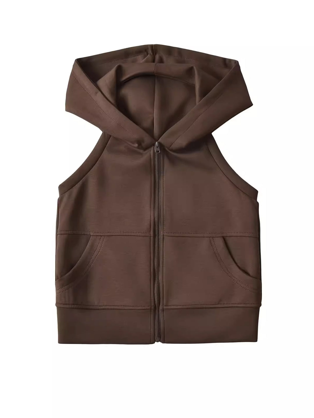 スリーブレスジップアップフーディー