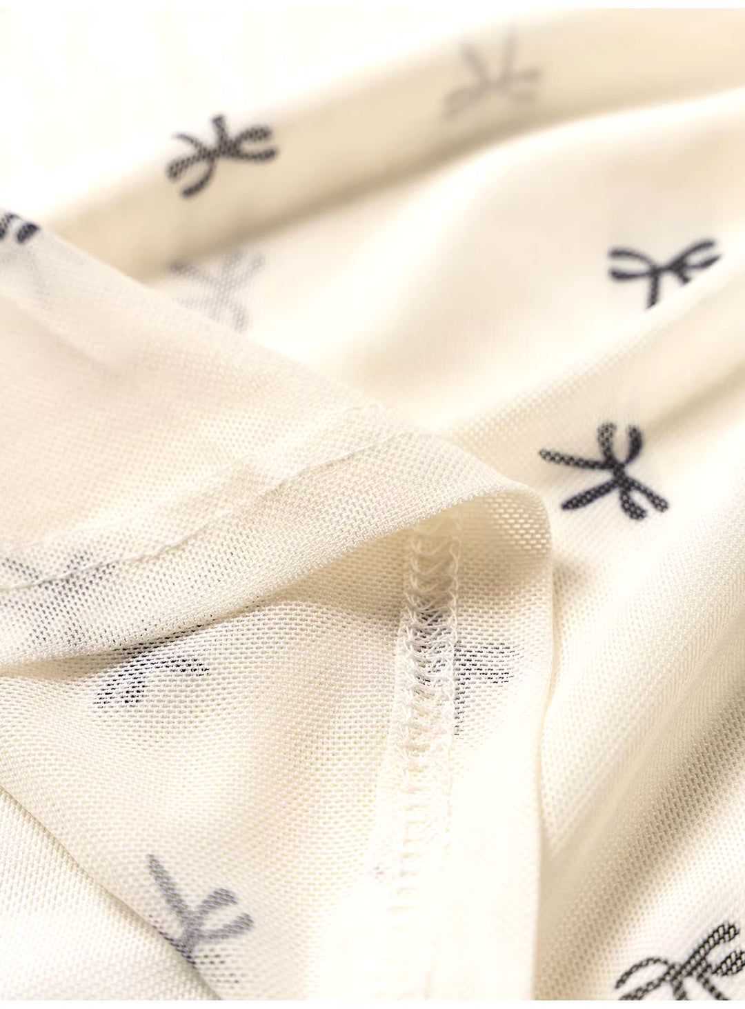 リボン柄シアーメッシュトップスレイヤードセット