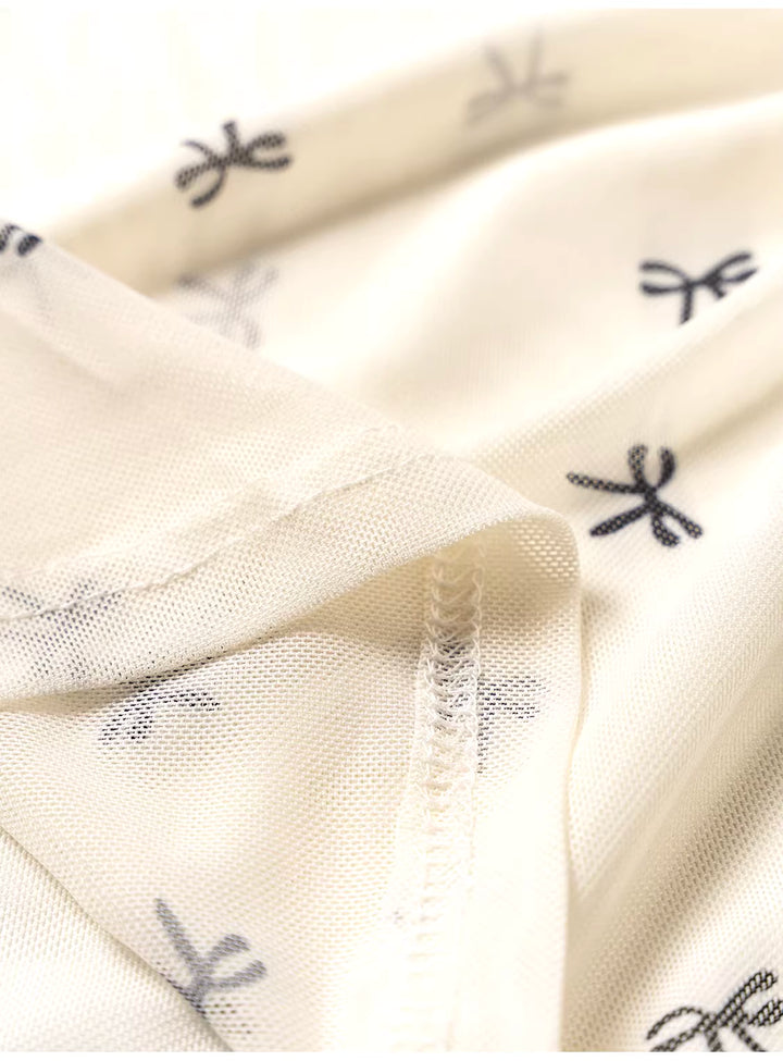 リボン柄シアーメッシュトップスレイヤードセット