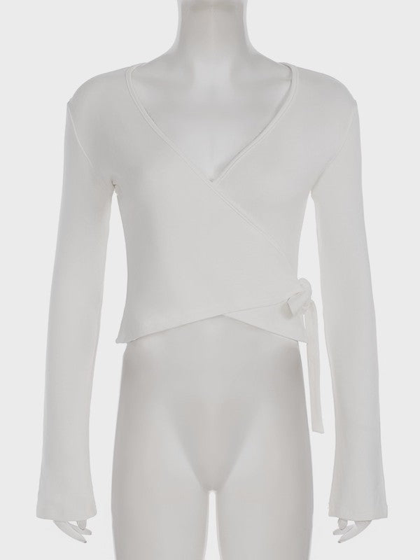 ラップデザイン裏起毛トップス