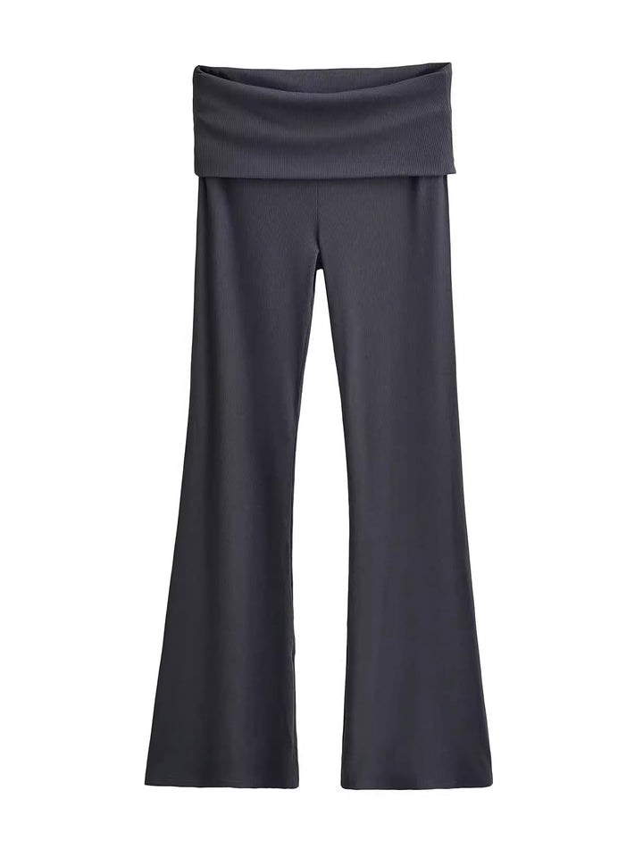 ワイドフォールドオーバーリブフレアパンツ