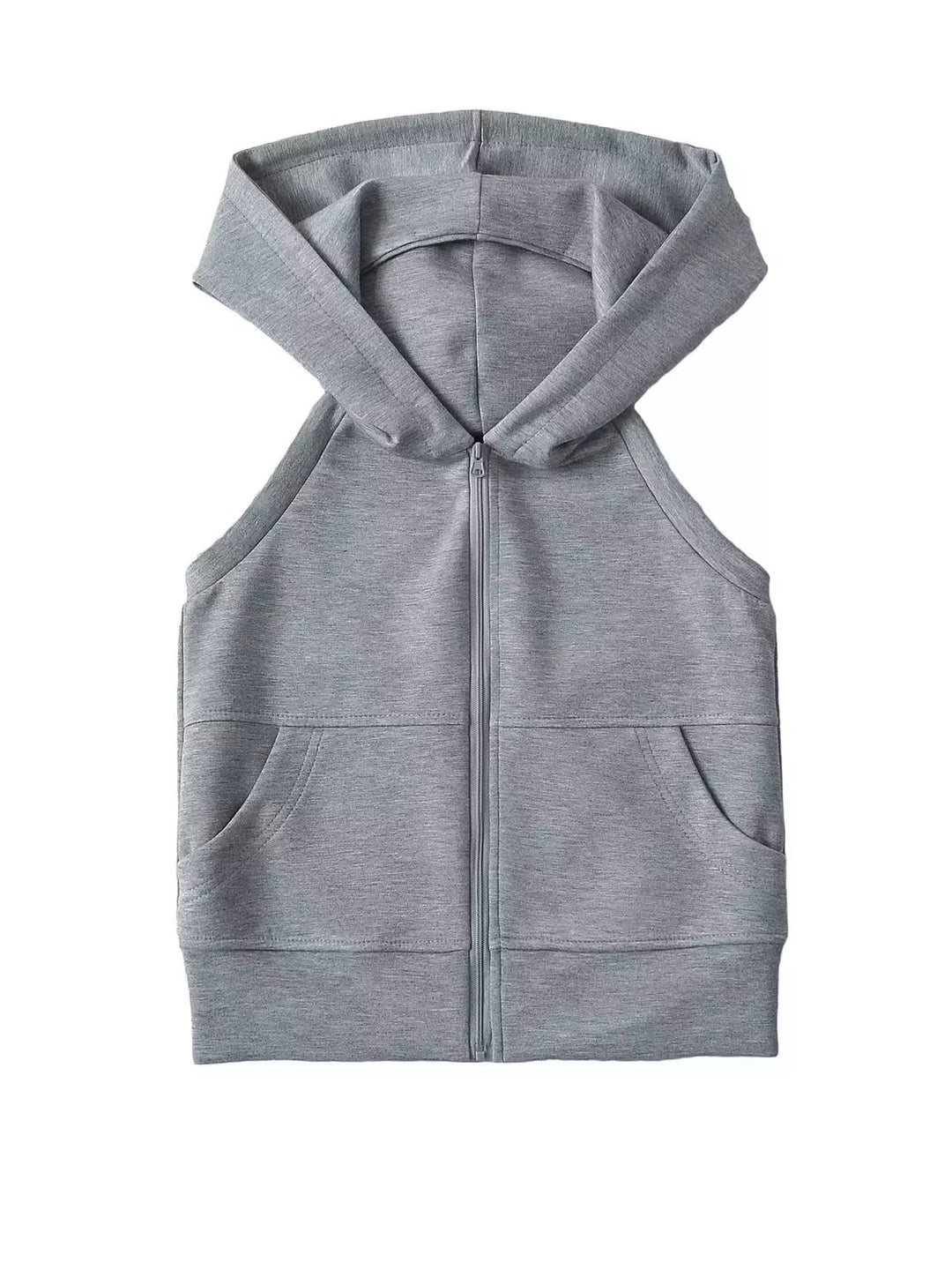 スリーブレスジップアップフーディー