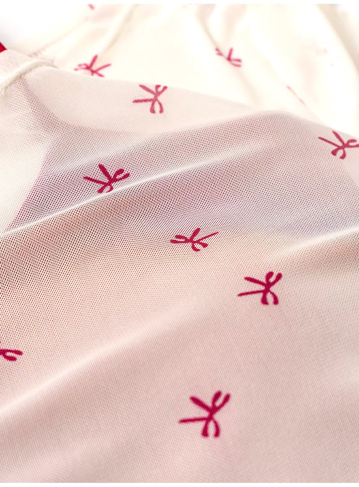 リボン柄シアーメッシュトップスレイヤードセット