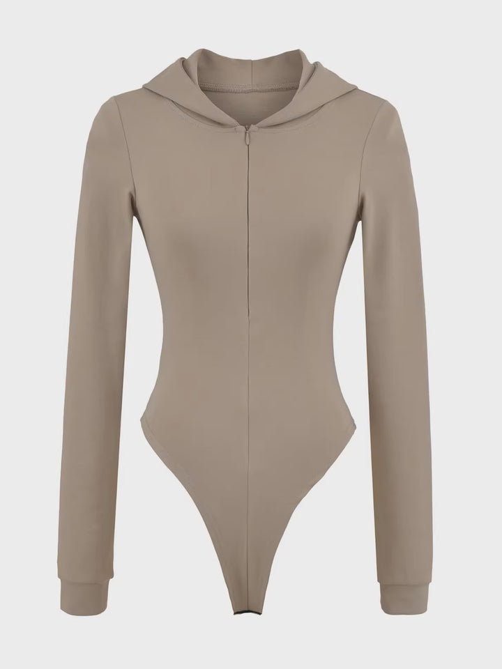 スリムフィットフーディーボディースーツ