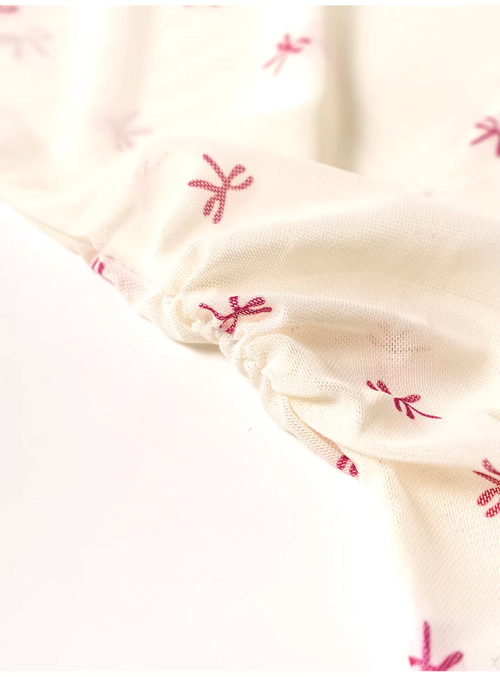 リボン柄シアーメッシュトップスレイヤードセット