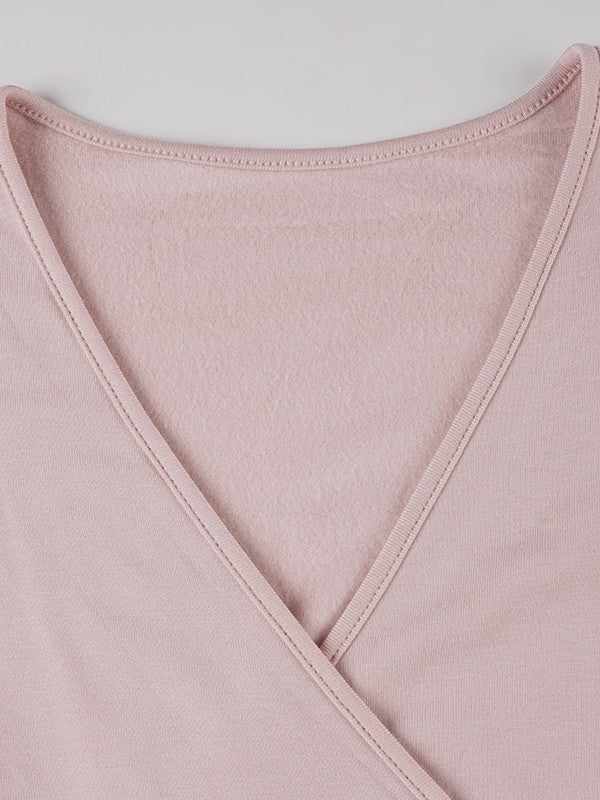 ラップデザイン裏起毛トップス