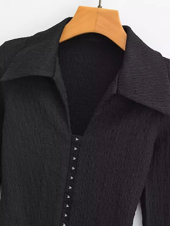 フロントフックオープンカラートップス