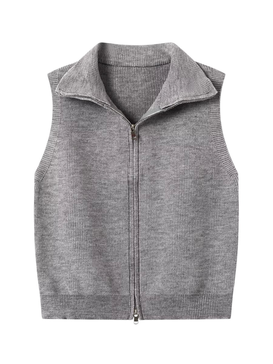 ジップアップサマーニットベスト