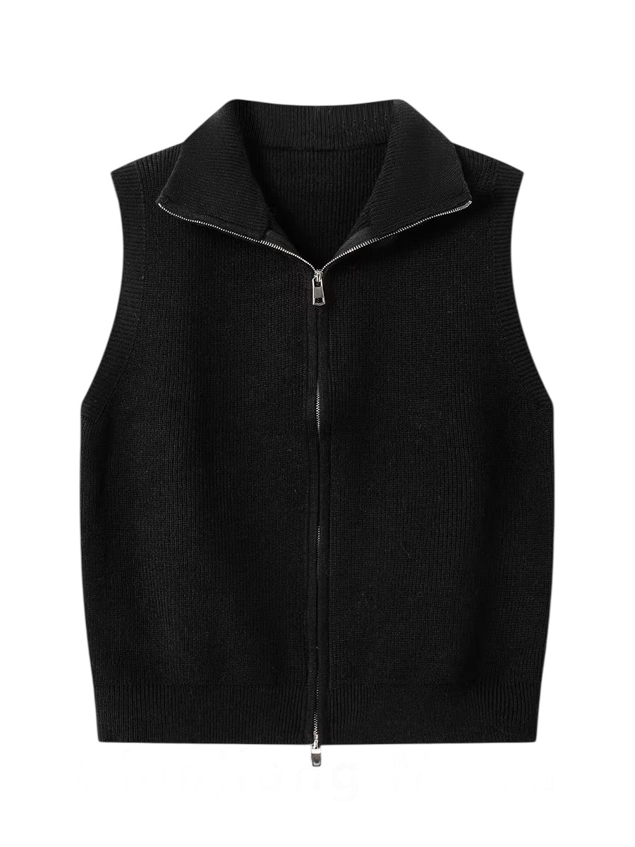 ジップアップサマーニットベスト