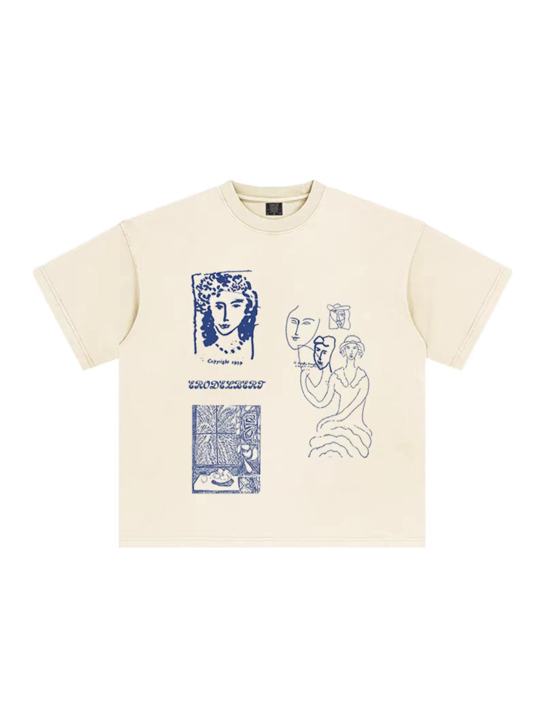 モダンアートグラフィックプリントTシャツ