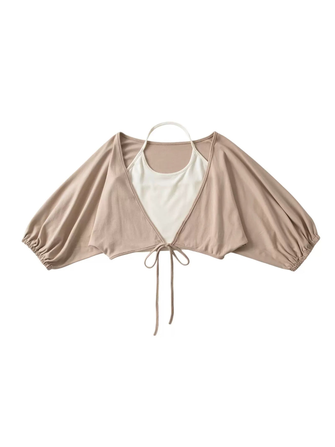 ソフトドレープカーディガン＆ホルターネックトップスセット