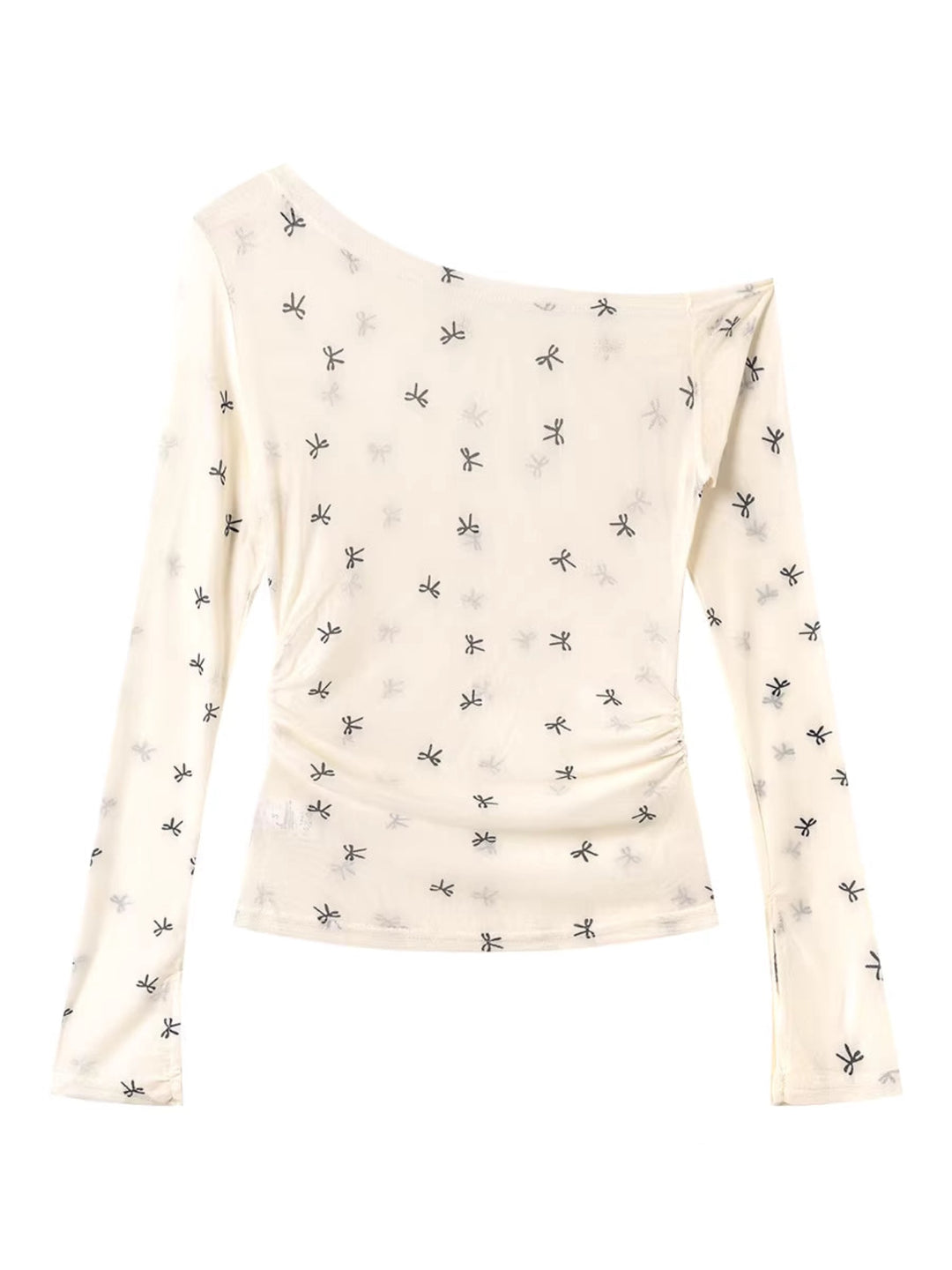 リボン柄シアーメッシュトップスレイヤードセット