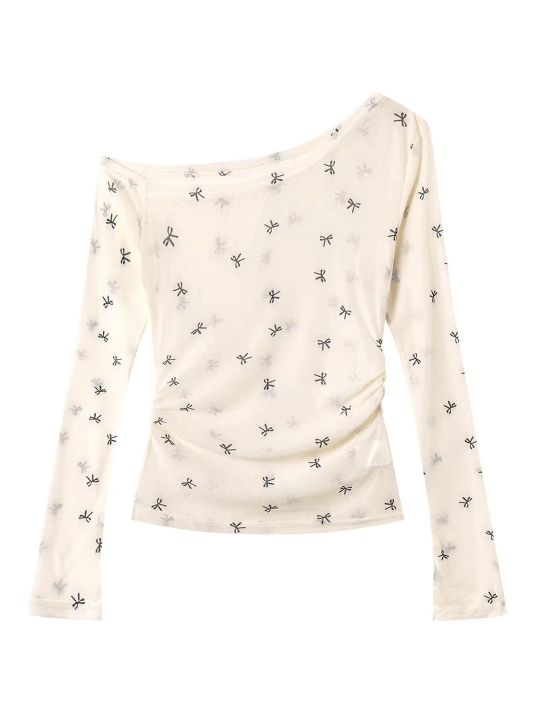 リボン柄シアーメッシュトップスレイヤードセット