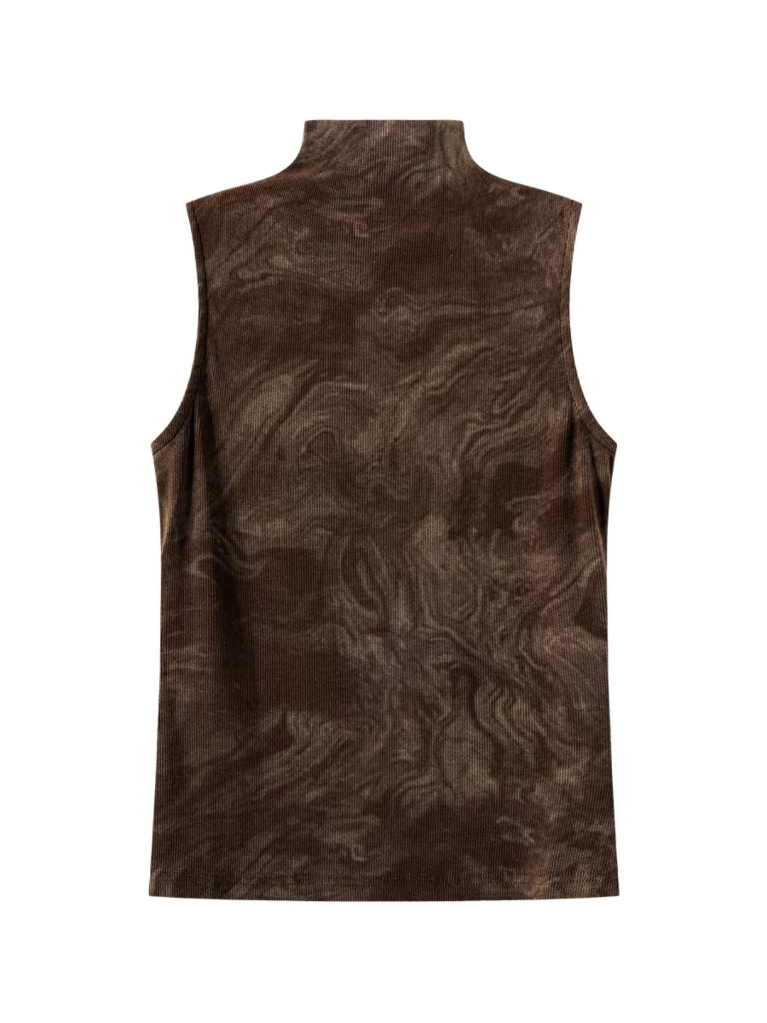 マーブルデザインハイネックスリーブレストップス