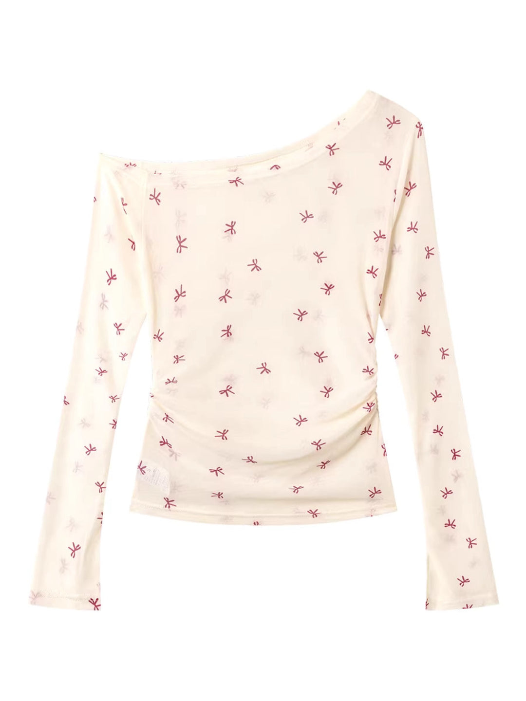 リボン柄シアーメッシュトップスレイヤードセット