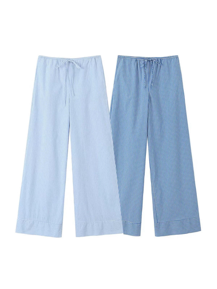 切り替えストライプヘムイージーパンツ