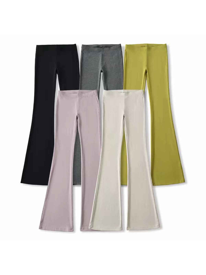 リヨセルブレンドストレッチフレアパンツ