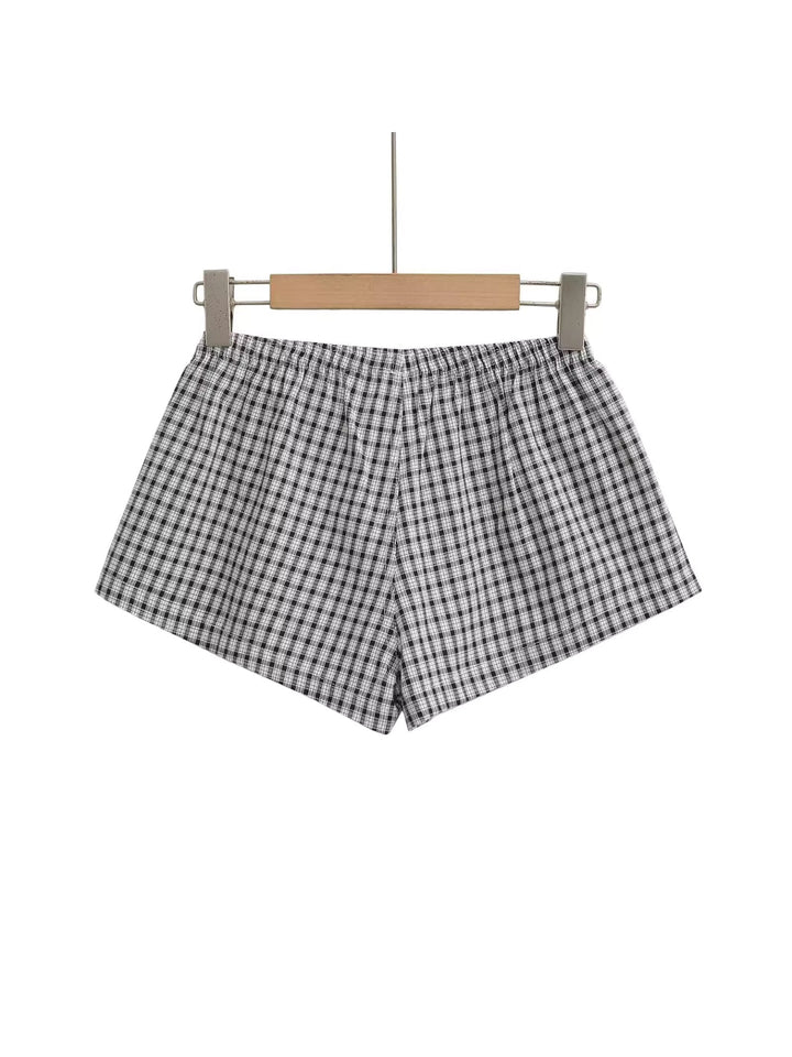 チェック柄コットンショートパンツ