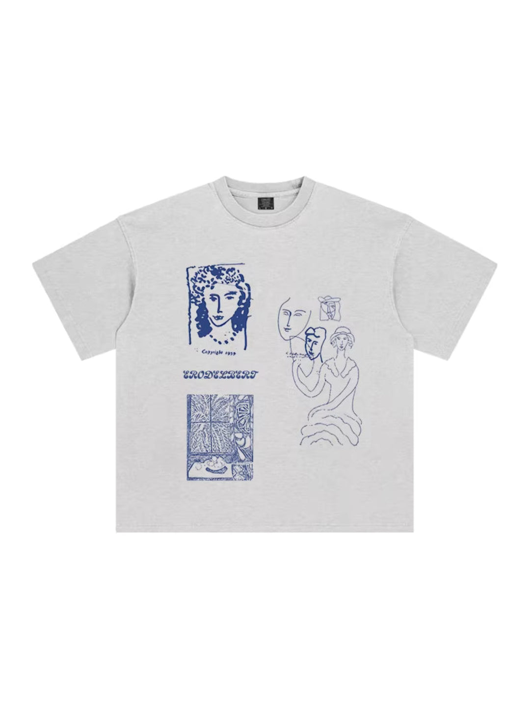 モダンアートグラフィックプリントTシャツ