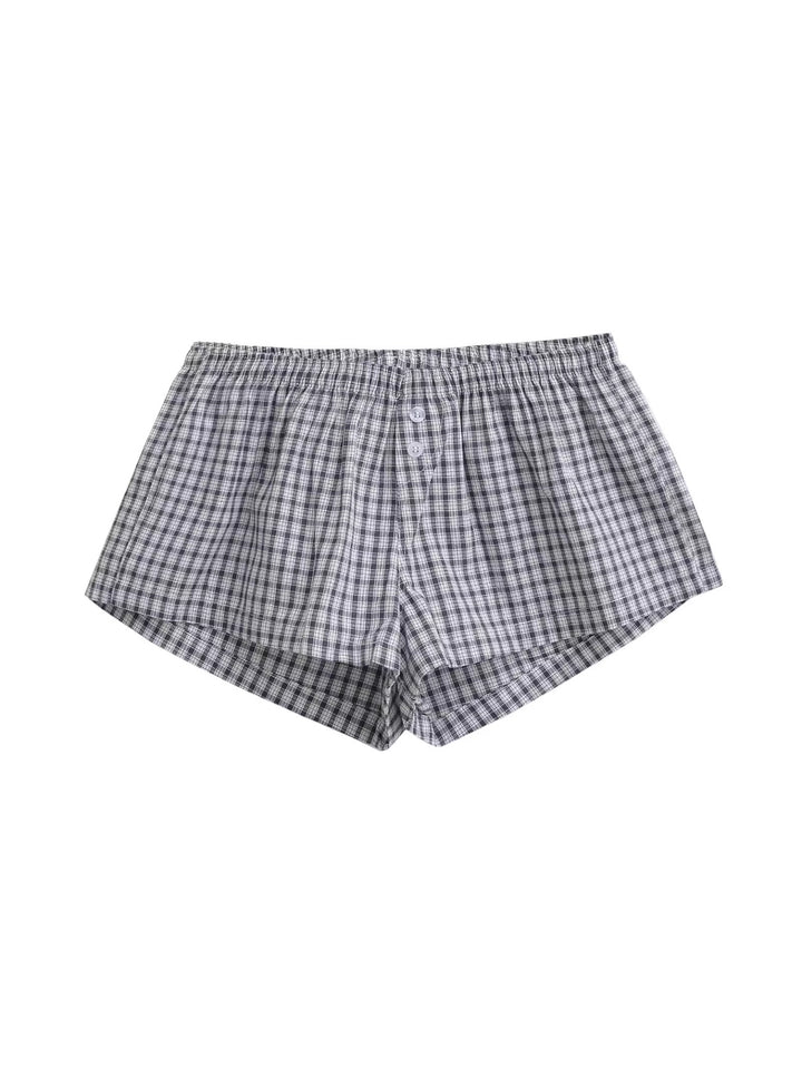 チェック柄コットンショートパンツ