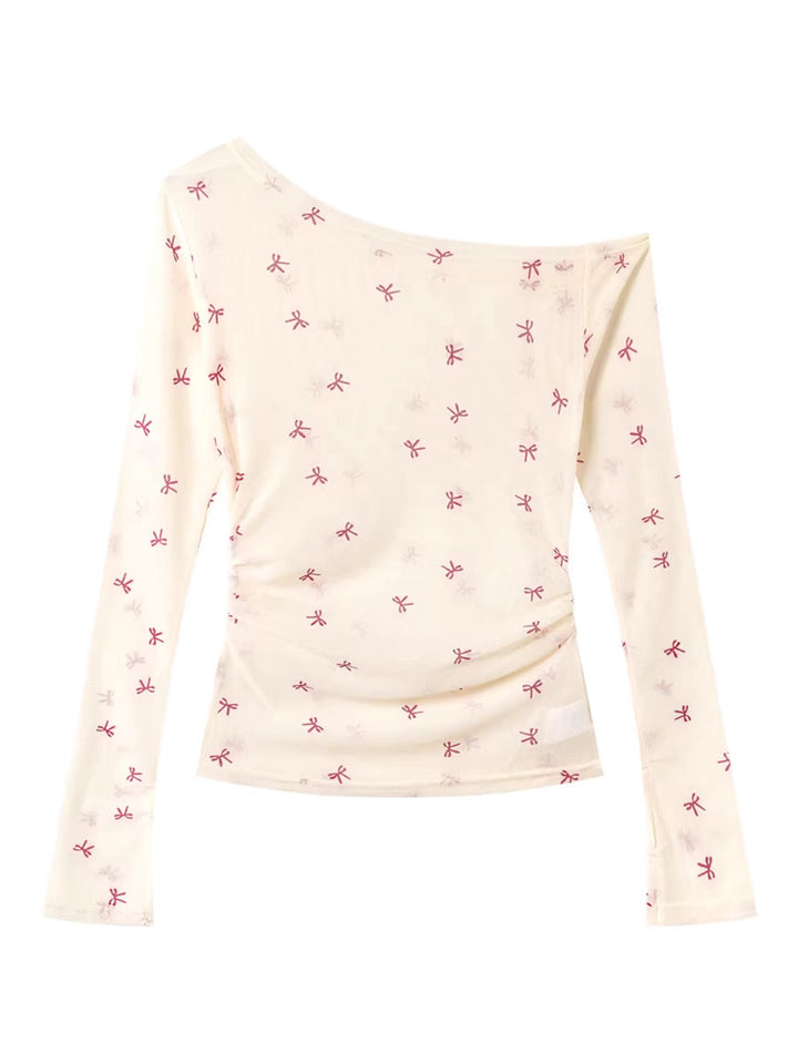 リボン柄シアーメッシュトップスレイヤードセット